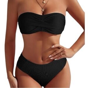 Zaful Black Bandeau High-Waisted Bikini Set. NWT